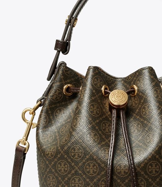 tory burch t monogram coated canvas mini bucket bag