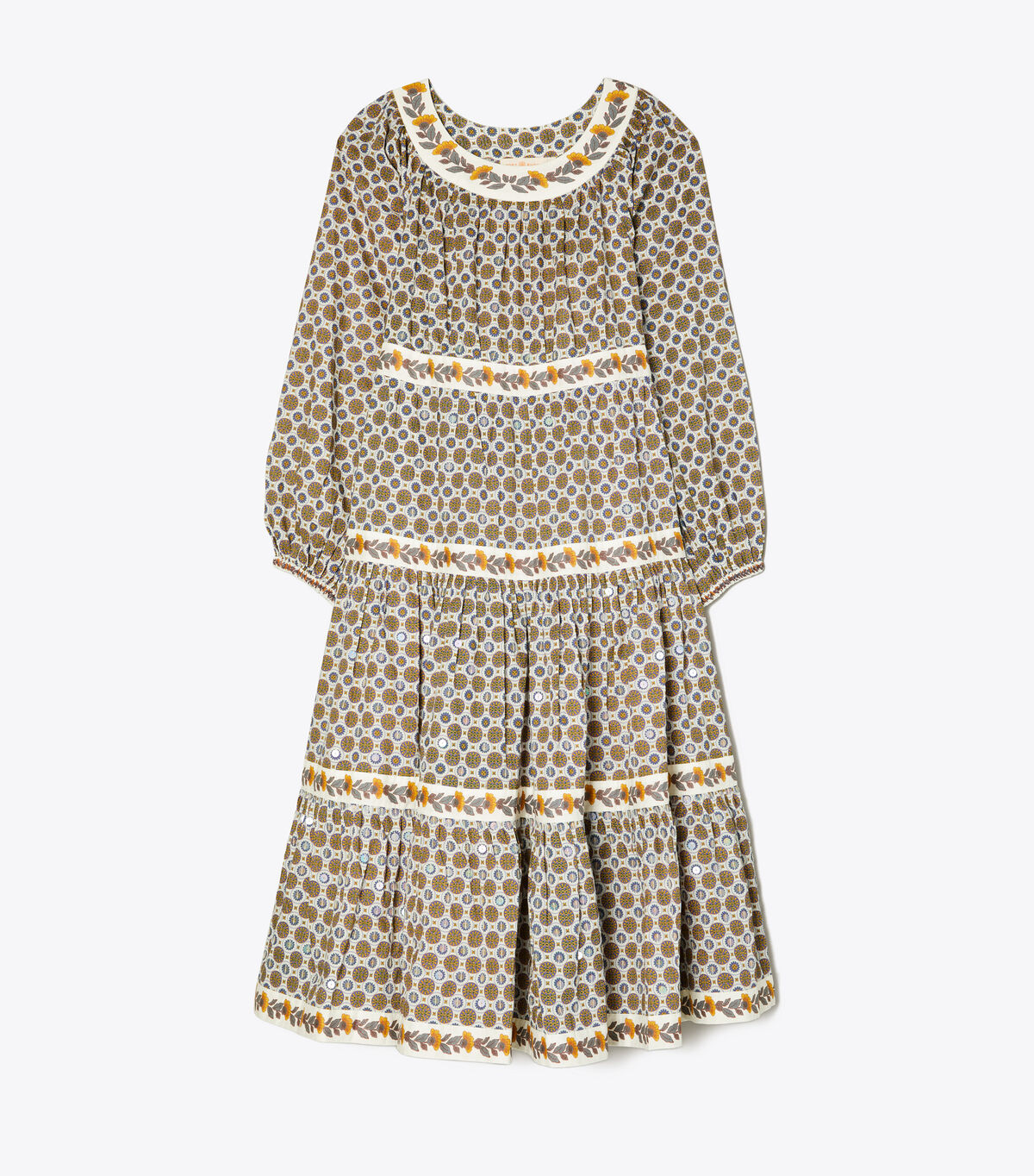 tory burch printed puffed sleeve dress