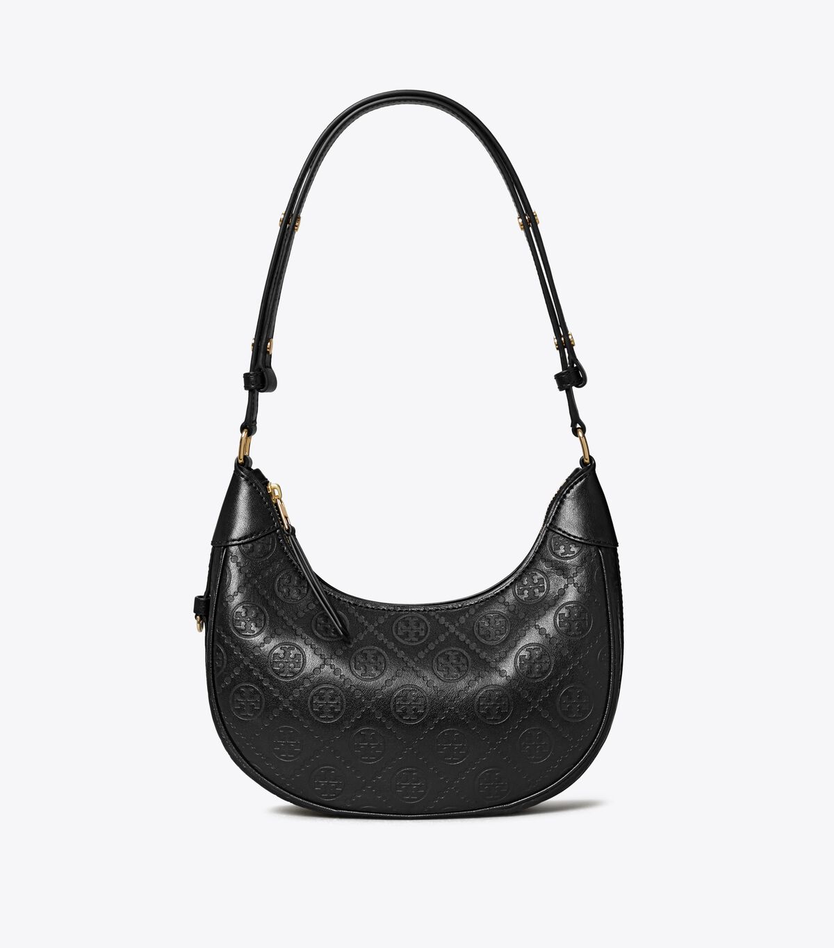 tory burch t monogram leather crescent bag