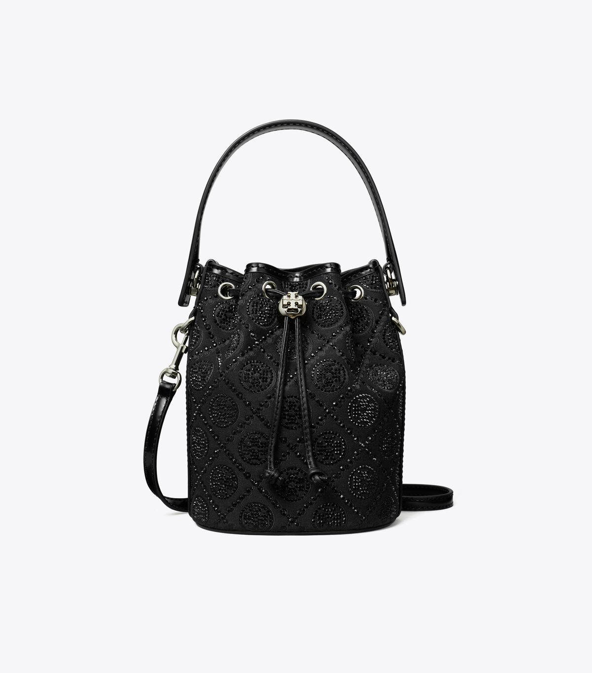 tory burch t monogram embellished mini bucket bag