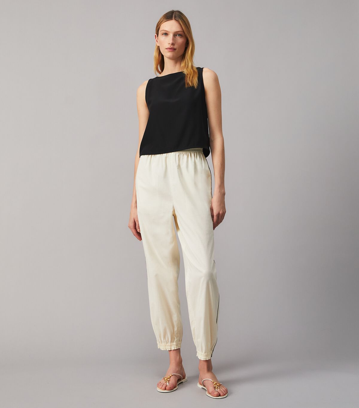tory burch cotton elastic waist pant