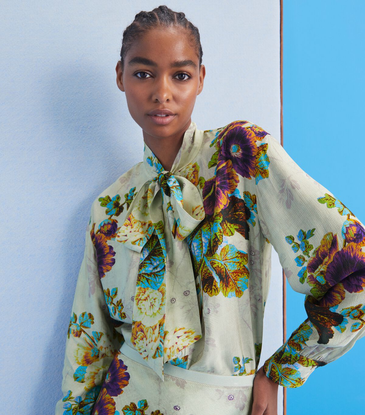 tory burch printed viscose bow blouse
