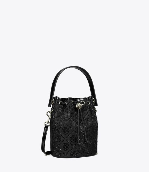 tory burch t monogram embellished mini bucket bag