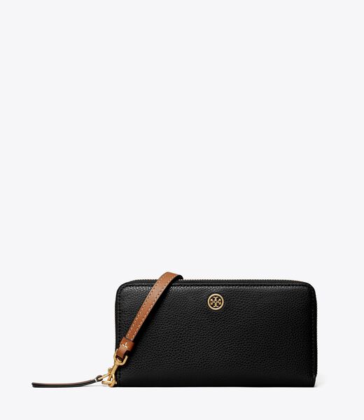 tory burch robinson pebbled zip continental wallet