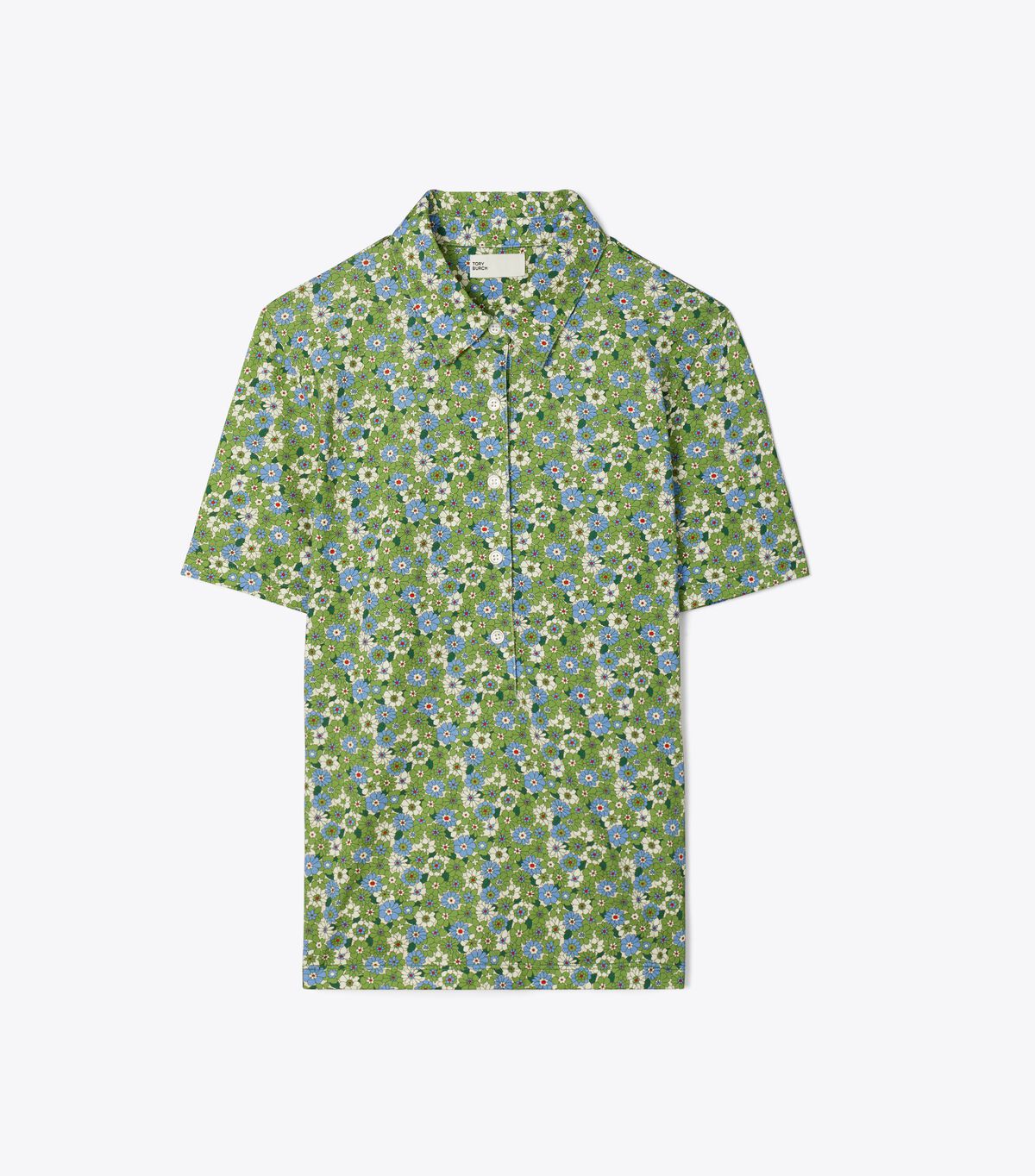 tory burch printed mercerized cotton polo