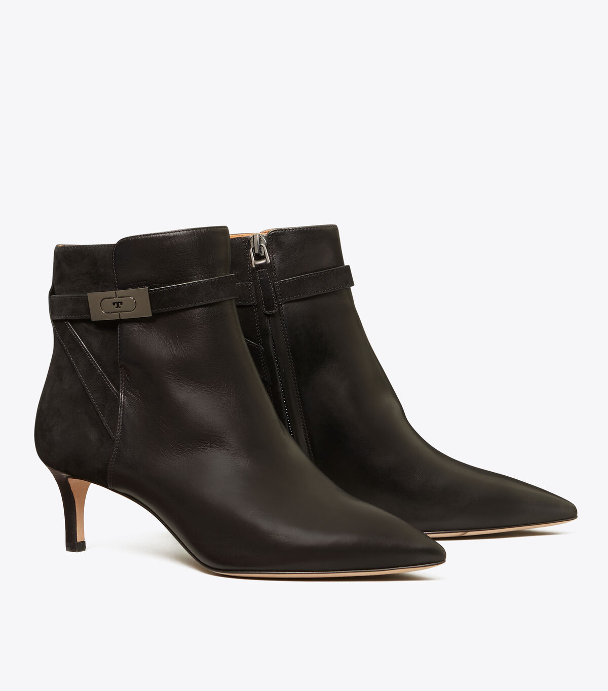 tory burch t hardware mixed materials ankle boot