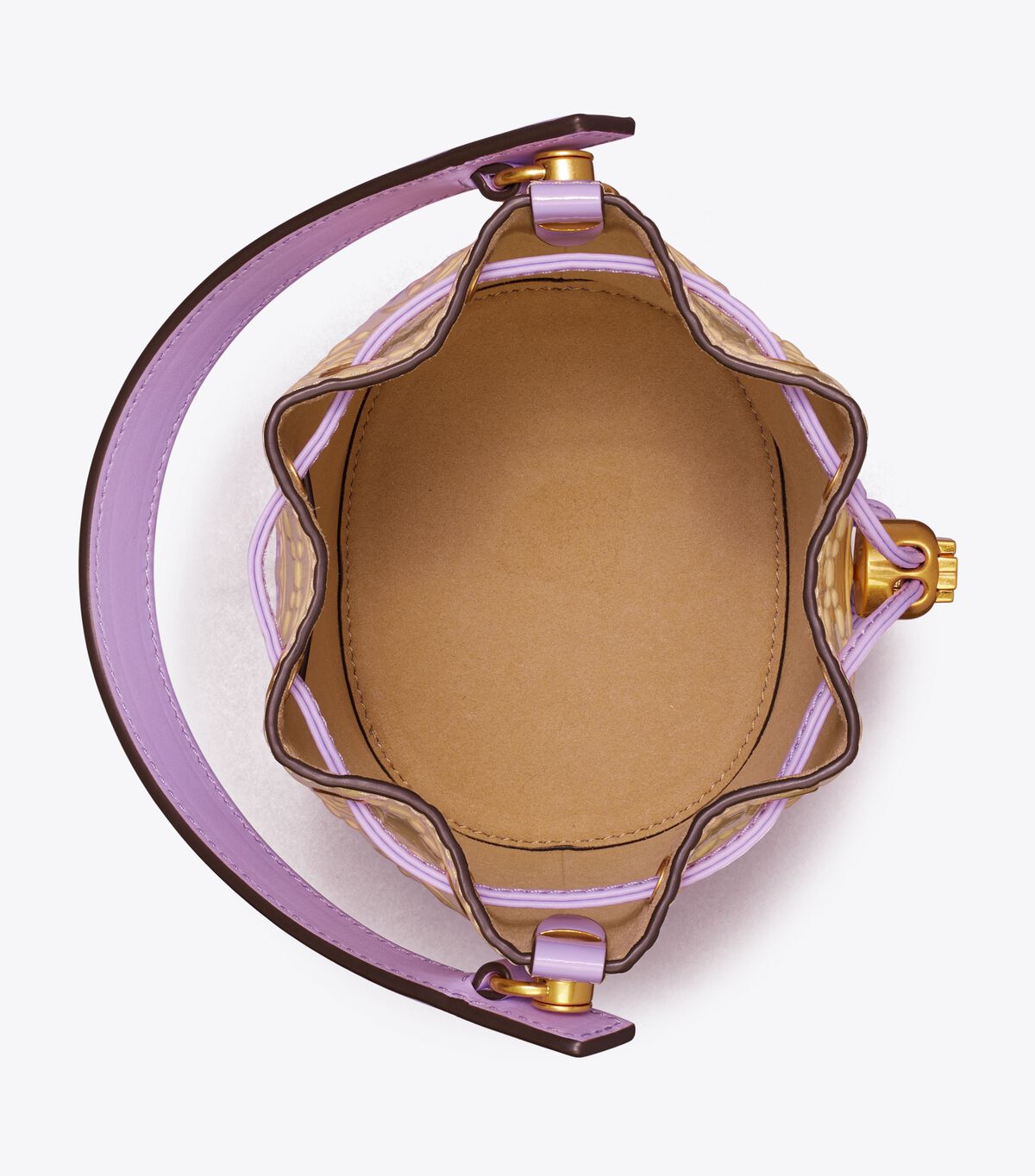 حقيبة دلو ميني بطبعة مونوغرام tory burch حقيبة دلو ميني بطبعة مونوغرام