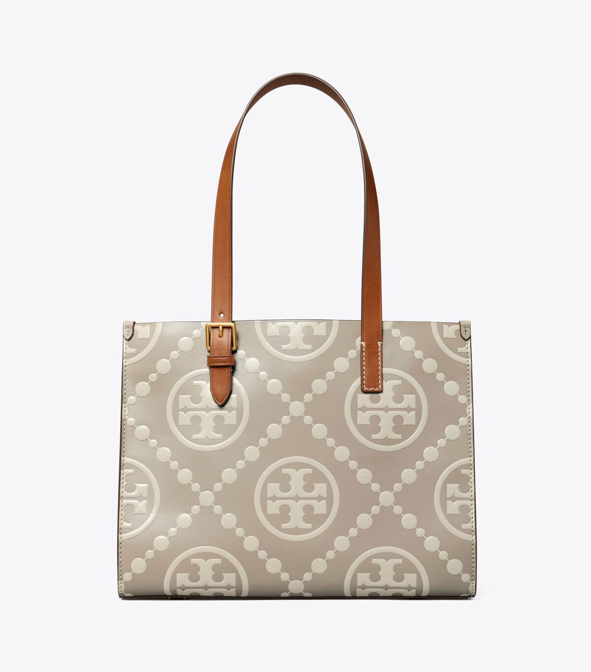tory burch small t monogram contrast embossed tote