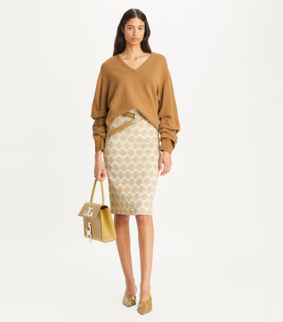 tory burch logo boucl skirt