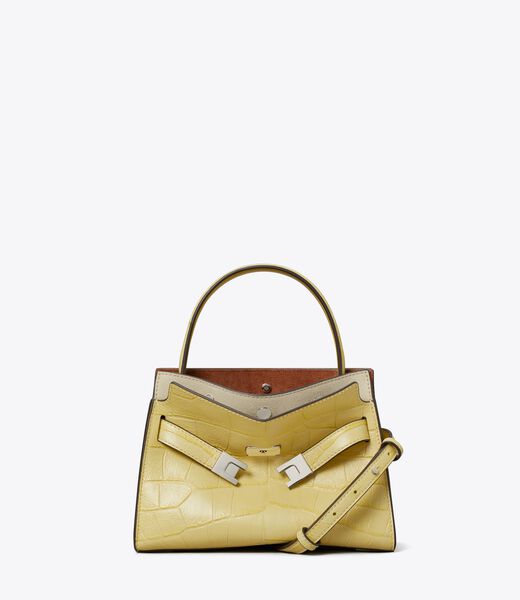 tory burch حقيبة بيتيت لي رادزيويل المزدوجة بنقشة جلد التمساح البارزة