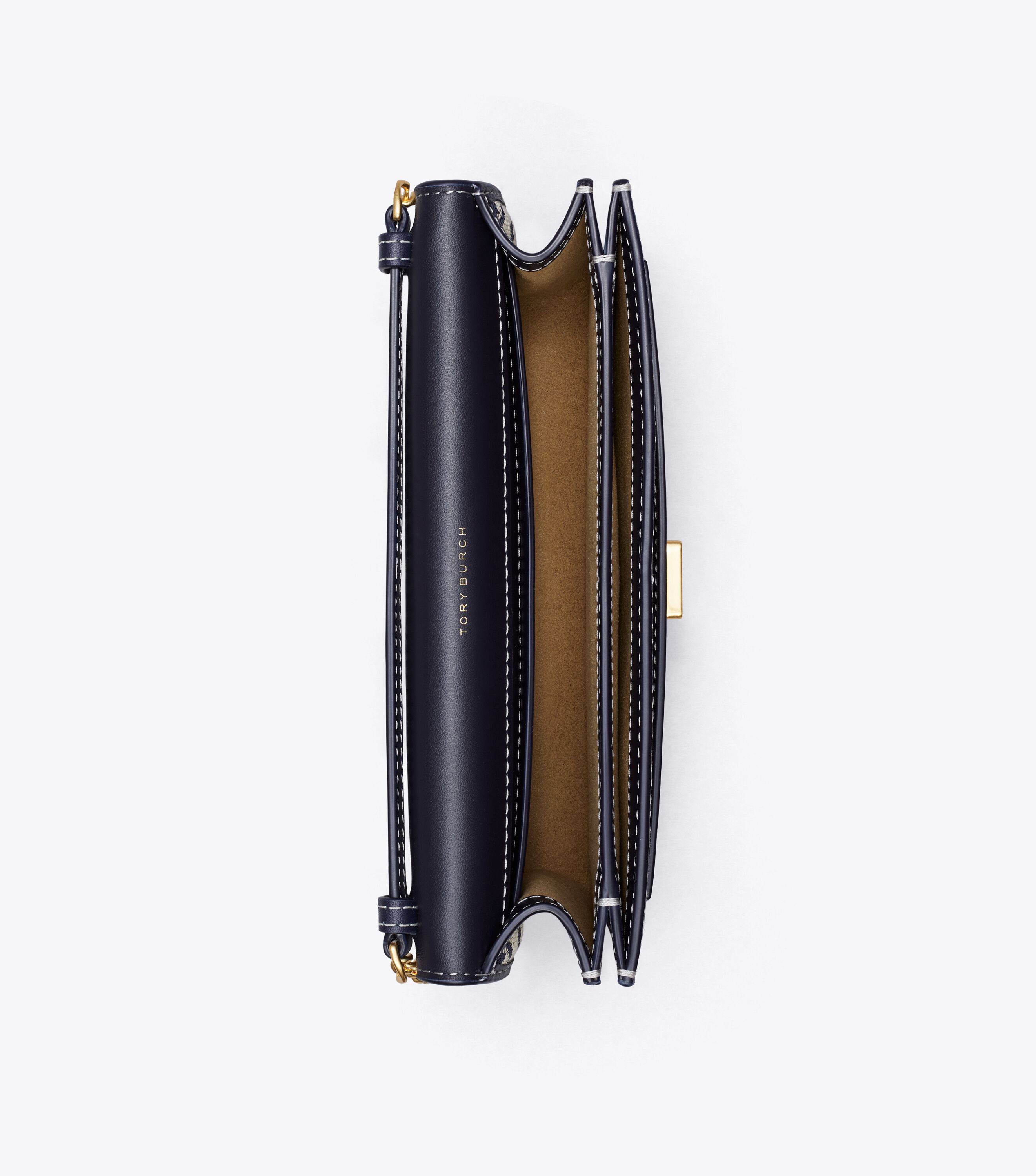 铁瓶 T Monogram Chain Wallet, Tory Navy | Tory Burch UAE