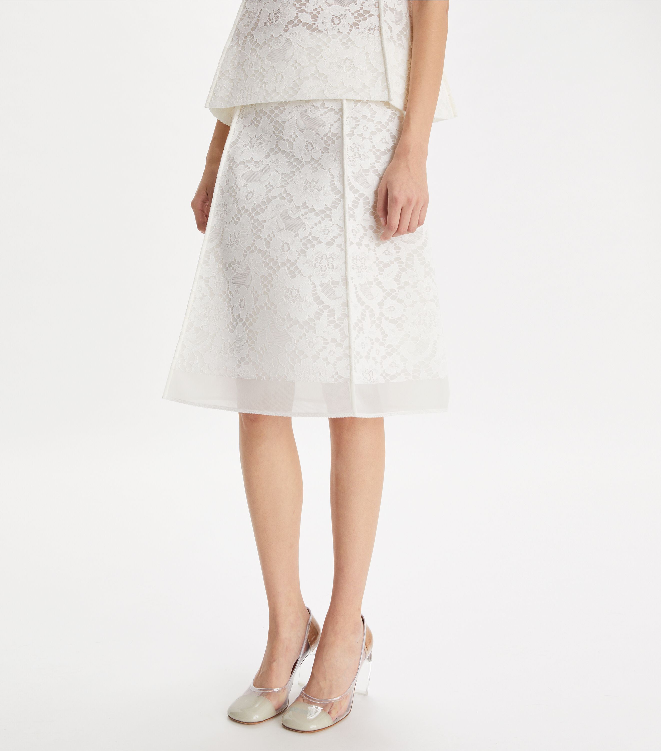 Corded Lace Skirt, White | Tory Burch UAE