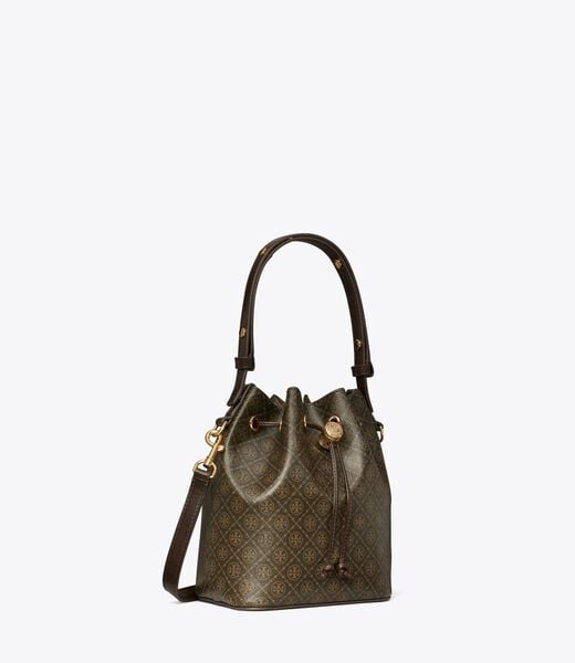 tory burch t monogram coated canvas bucket bag