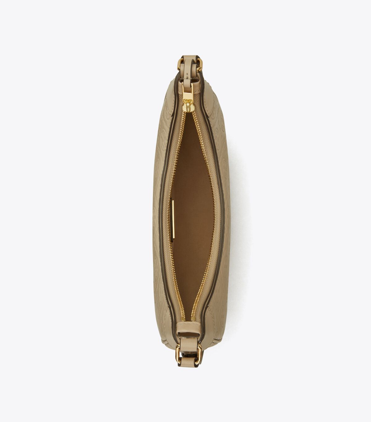 tory burch t monogram leather crescent bag