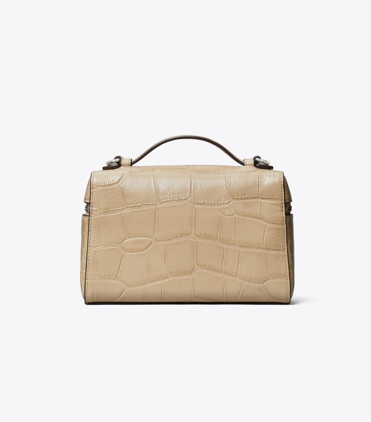 tory burch slim romy croc embossed top handle bag