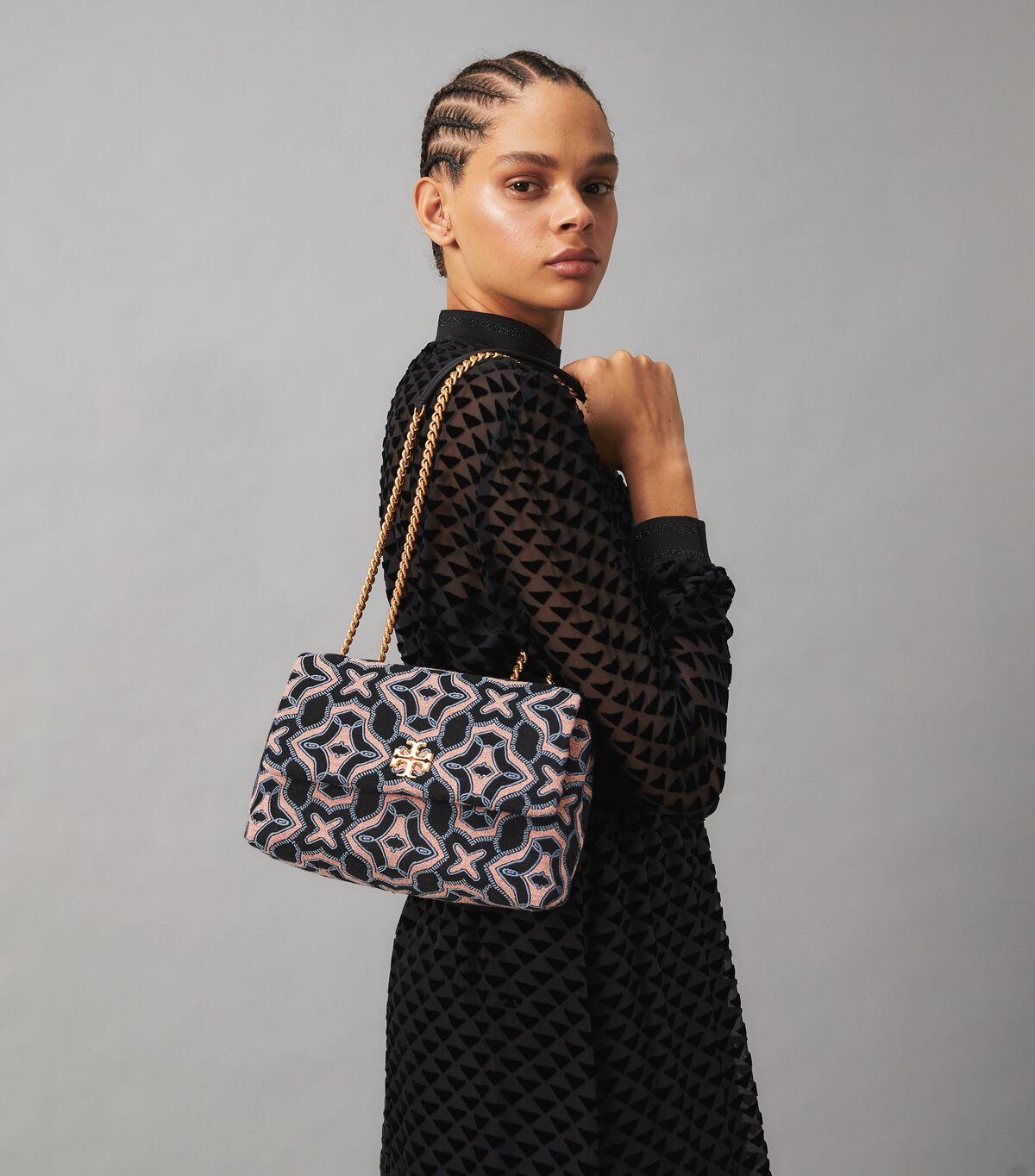 Kira Jacquard Small Convertible Shoulder Bag
