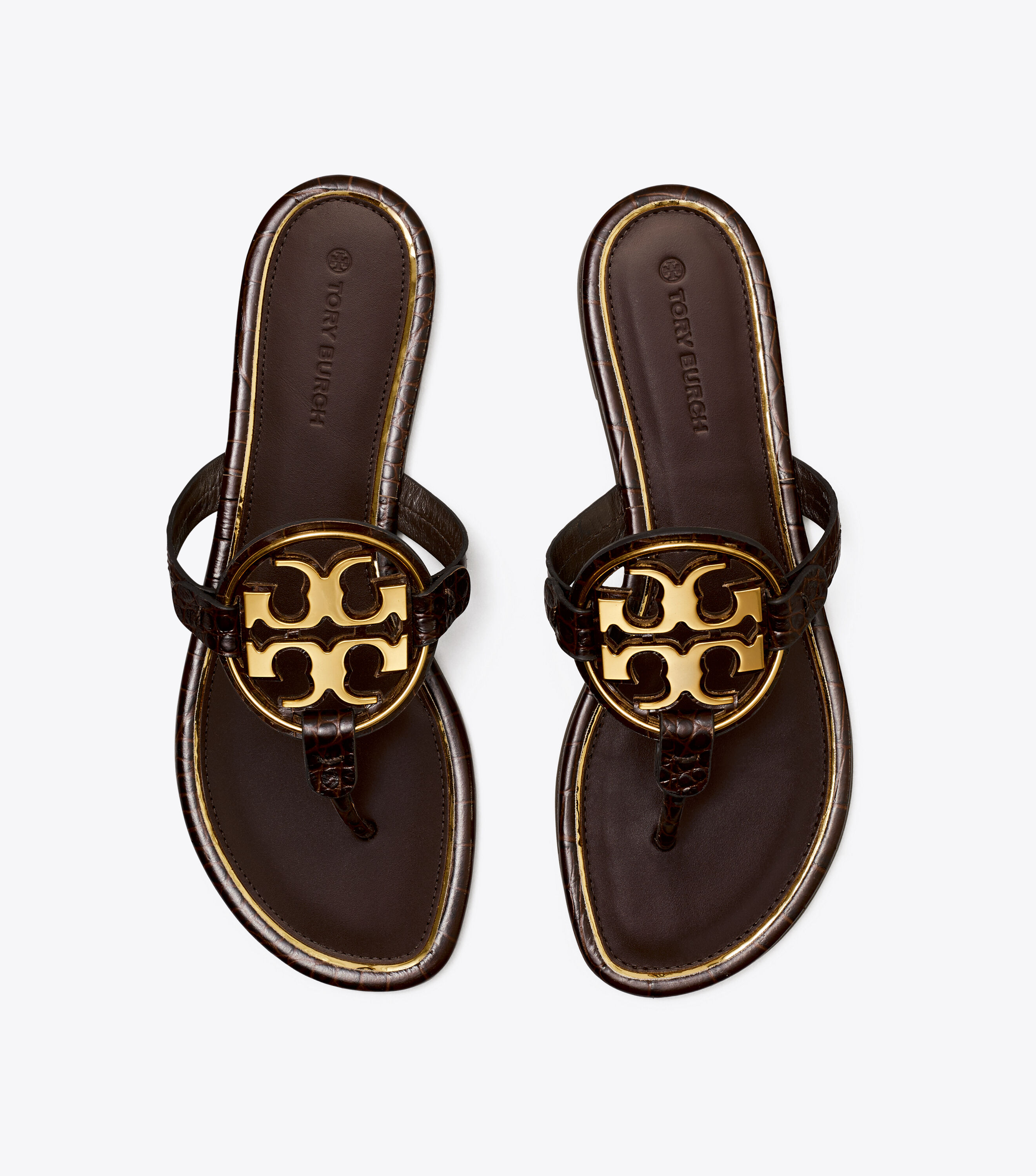 Miller Metal Logo Sandal Embossed Leather Tory Burch