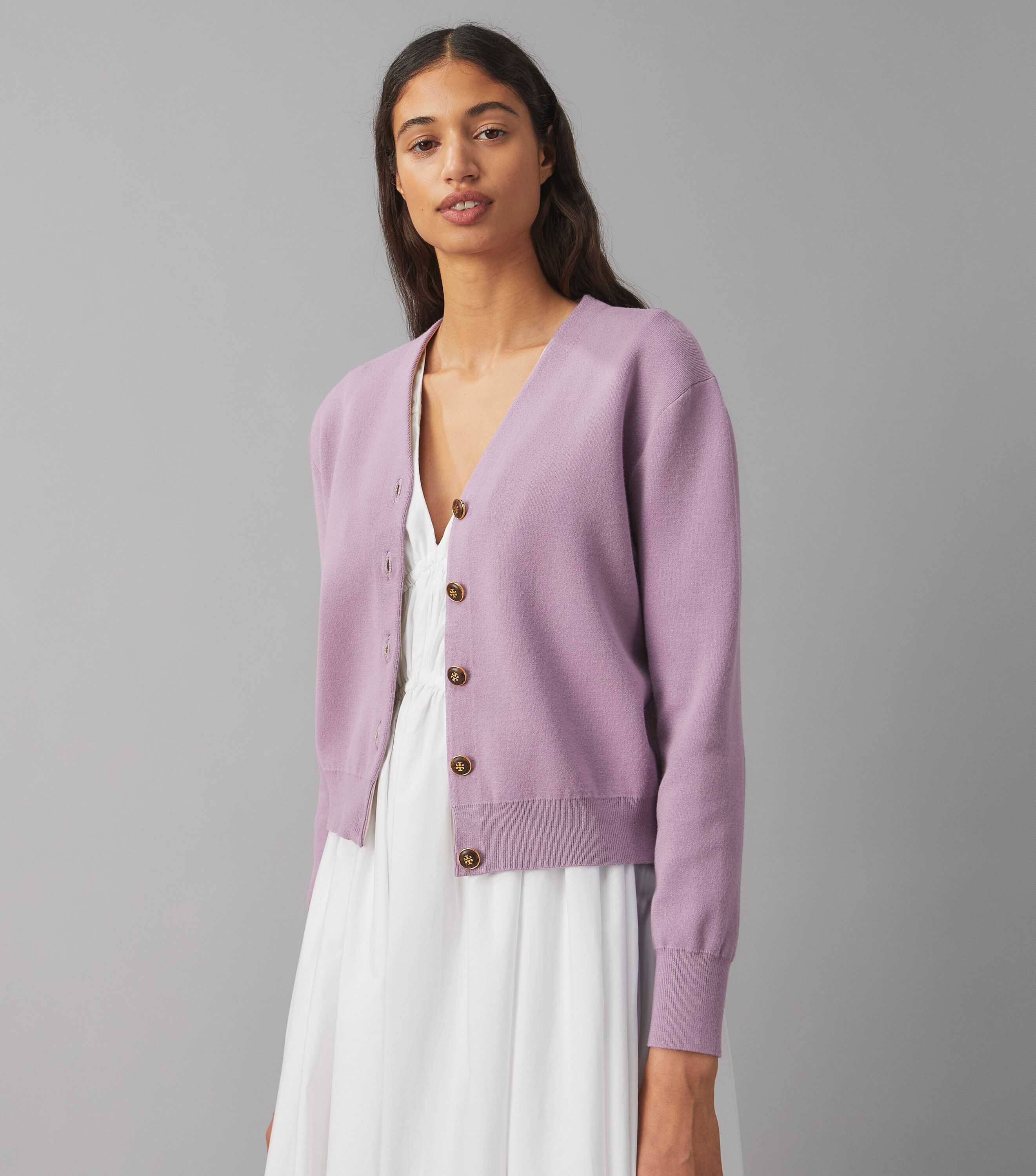 Shrunken Double Faced Cardigan Ready To Wear Tory Burch