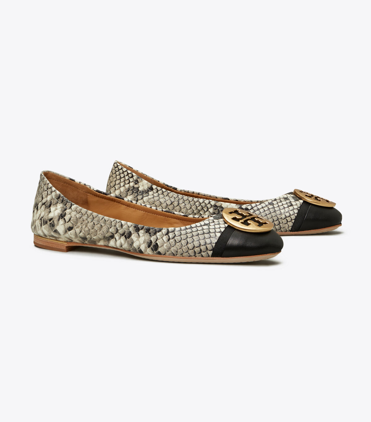 Minnie Cap-Toe Ballet Flat, Embossed Leather