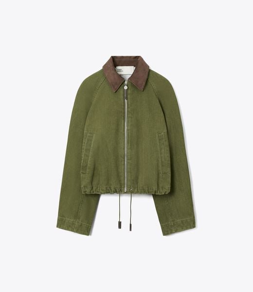 tory burch denim bomber jacket