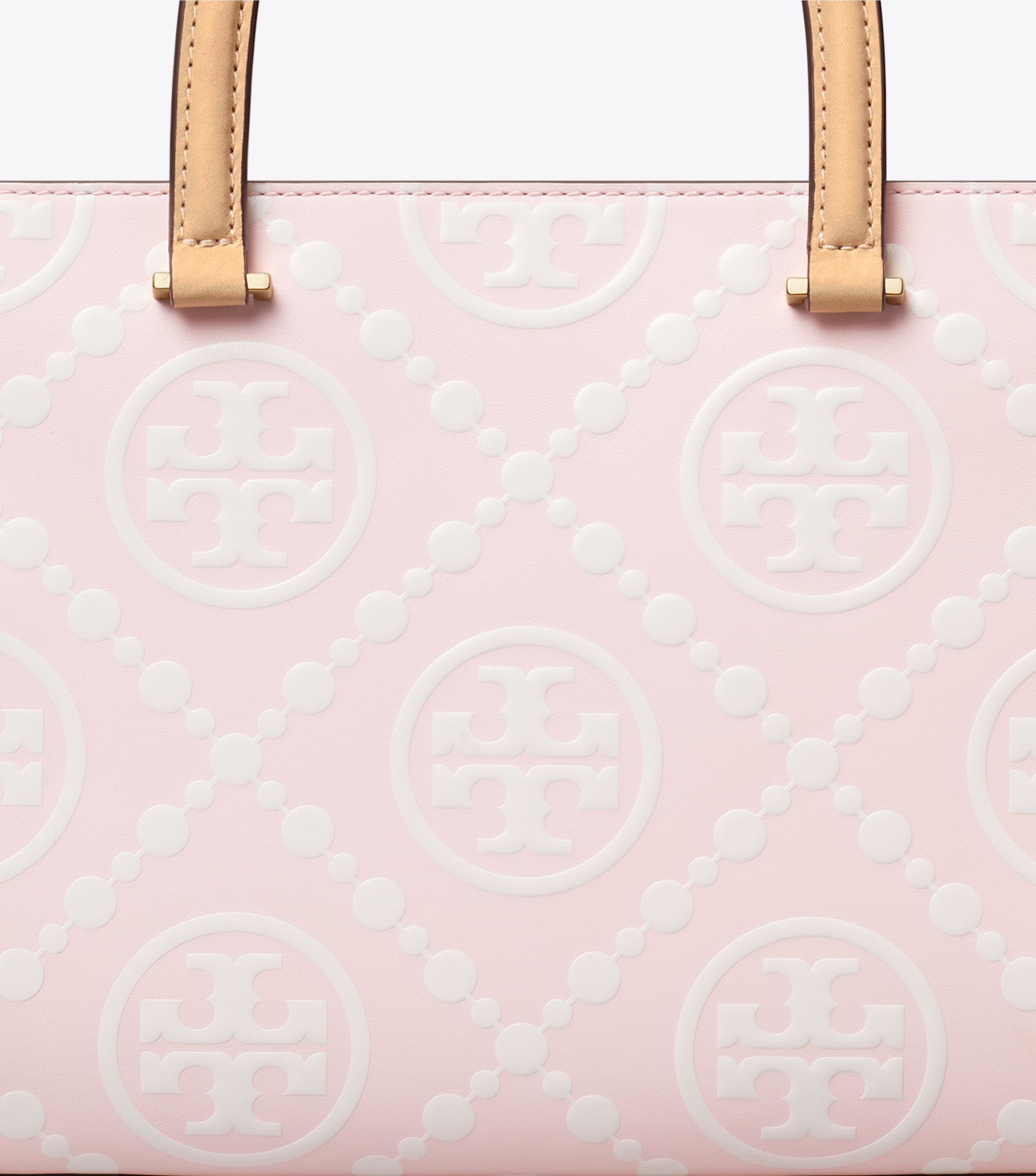 Tory Burch トートバッグ ピンク/ホワイト T Monogram Contrast Embossed Top-Handle Tote, Powder Pink | Tory