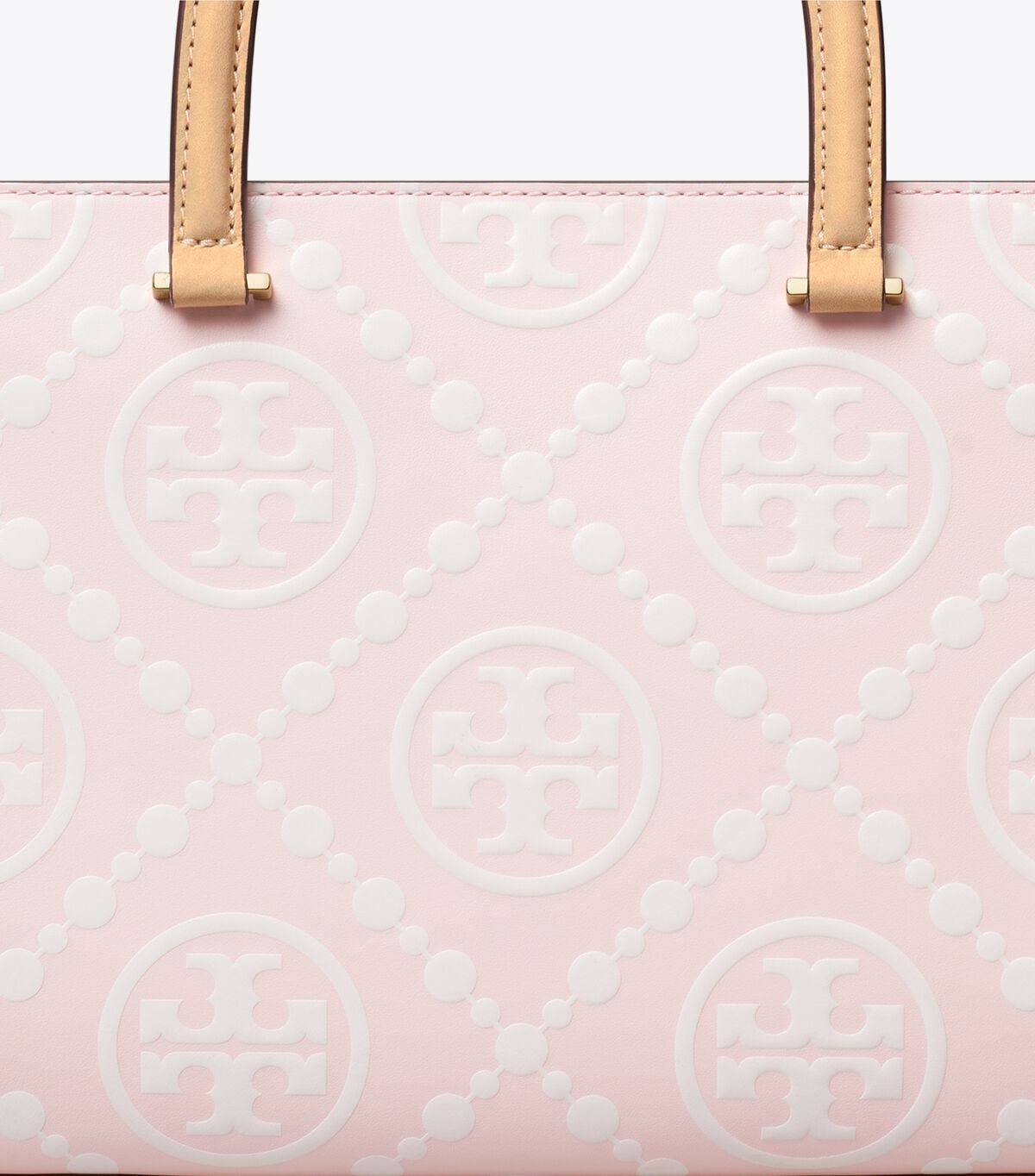 tory burch t monogram contrast embossed top handle tote