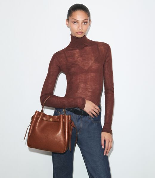 Romy Snake-Embossed Bucket Bag tory burch romy snake embossed bucket bag