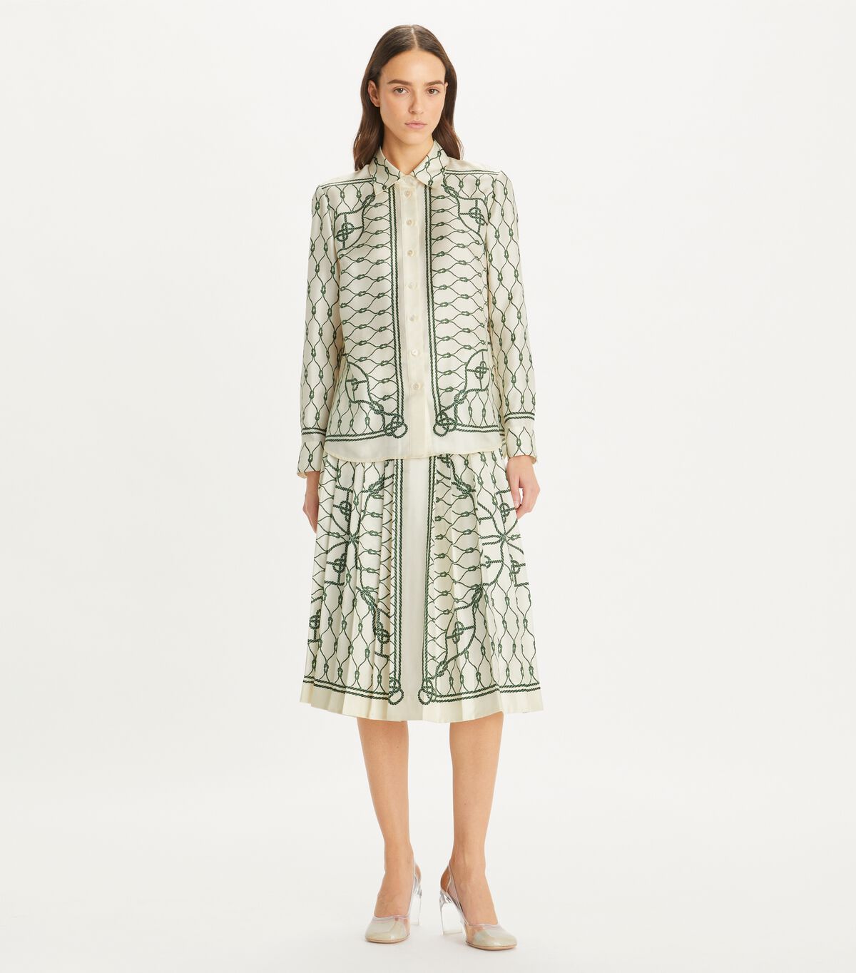 tory burch printed silk twill shirt