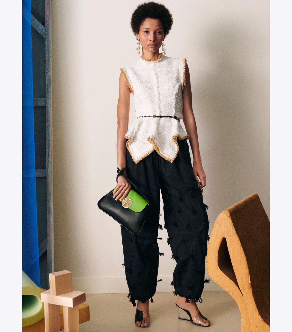 tory burch poplin drawstring pant