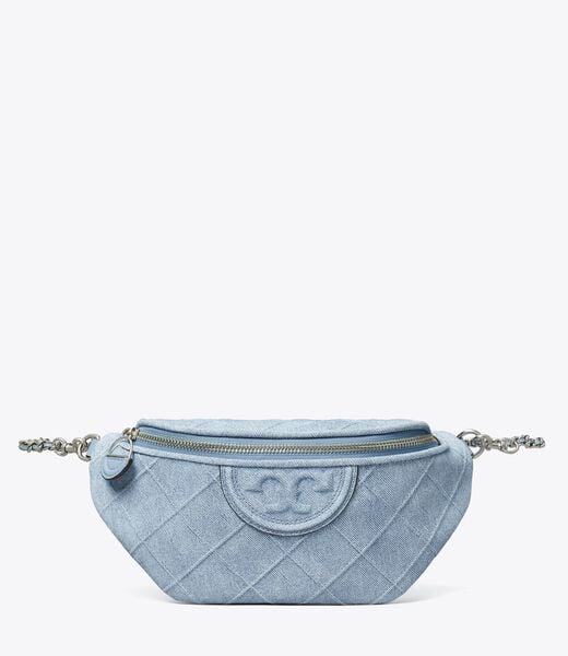 tory burch fleming denim print suede belt bag