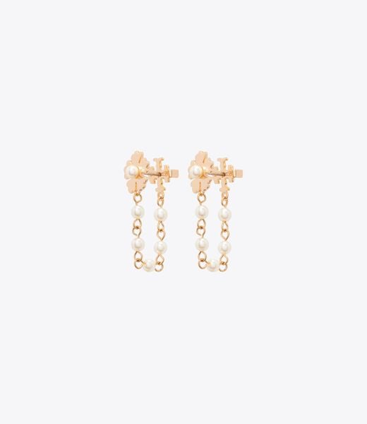 tory burch forget me not chain pearl earrings