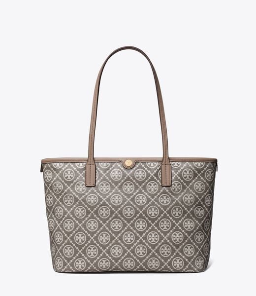 tory burch t monogram coated jacquard small zip tote