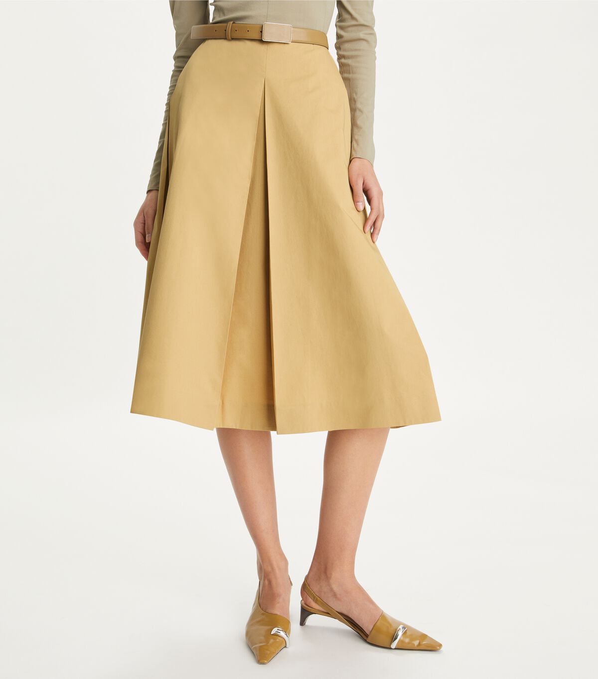 tory burch pleated poplin skirt