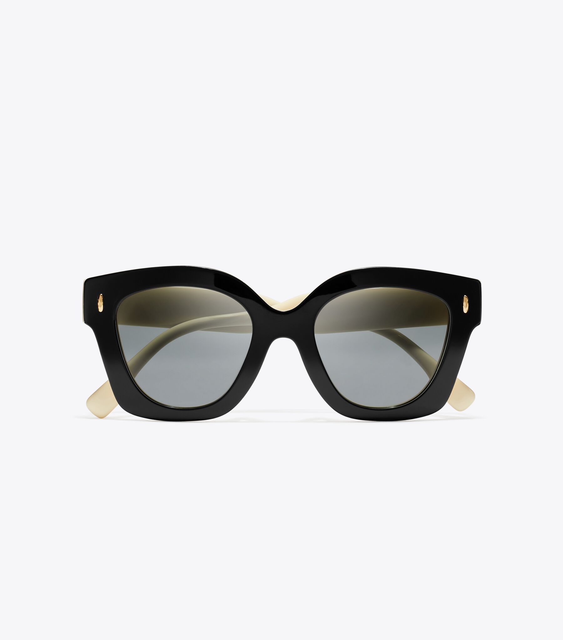 Miller Pushed Square Sunglasses, Black/Ivory/Dark Grey Tory