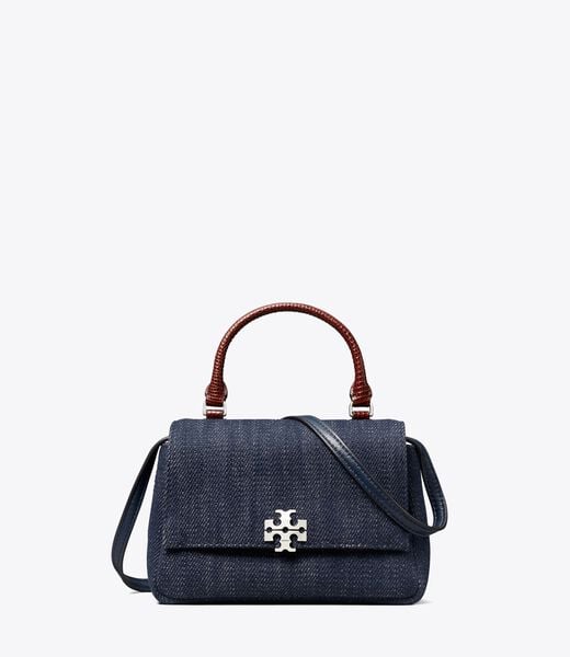 tory burch mini charlie denim top handle crossbody