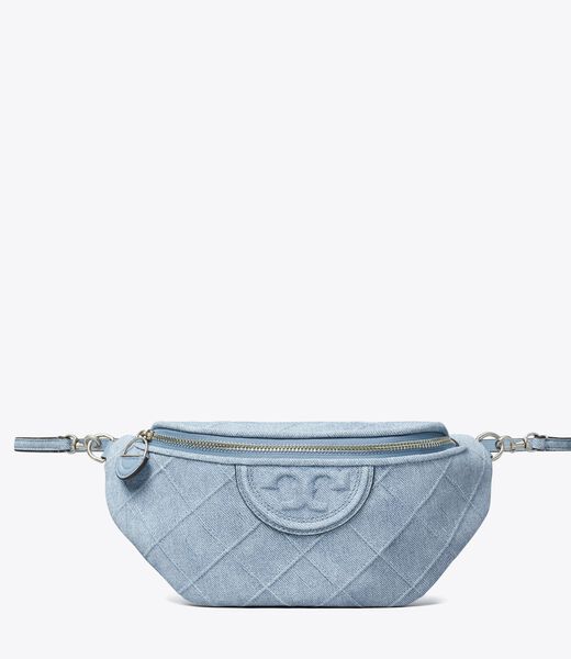 tory burch fleming denim print suede belt bag