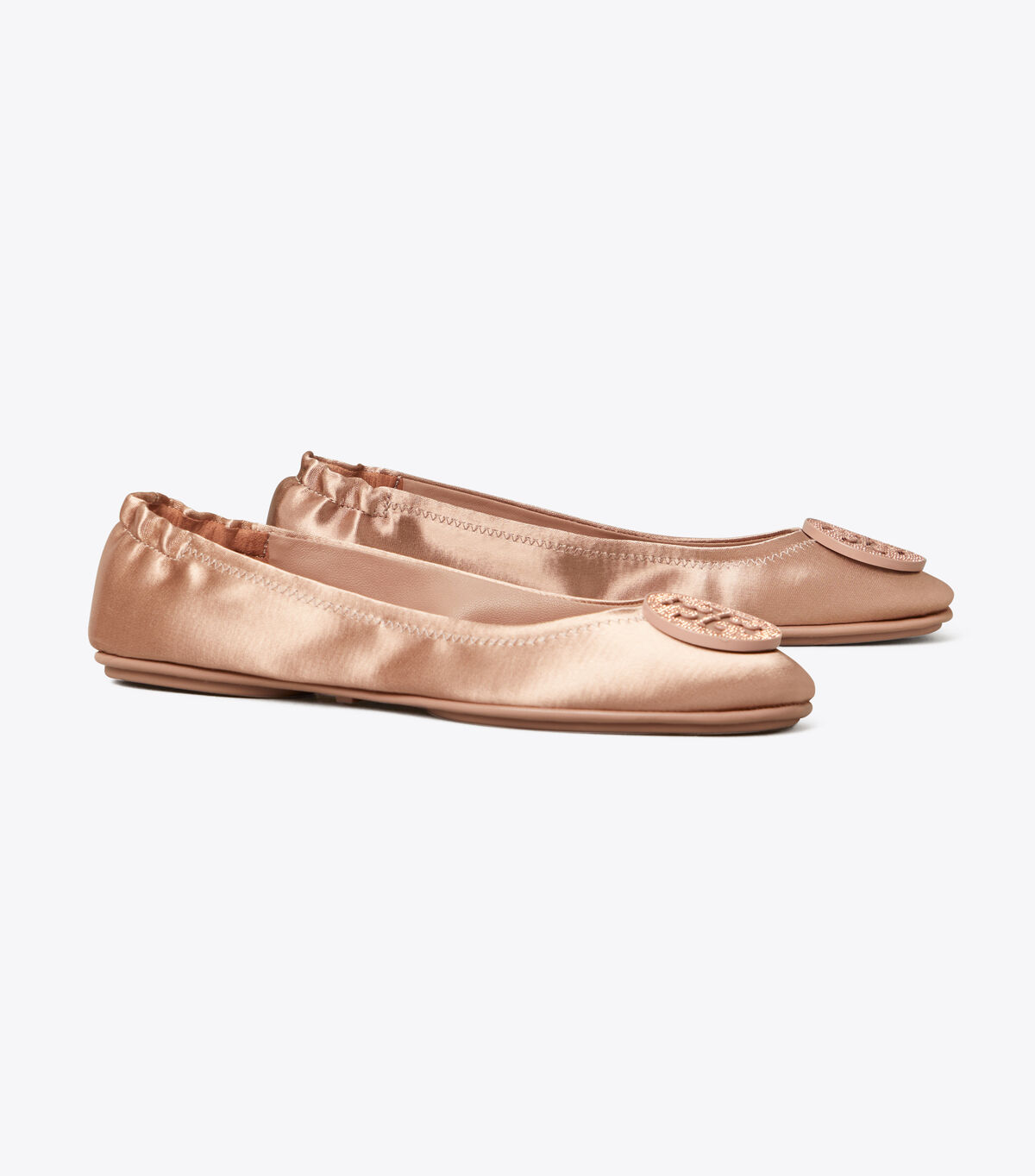 Minnie Embellished-Logo Travel Ballet Flat, Satin