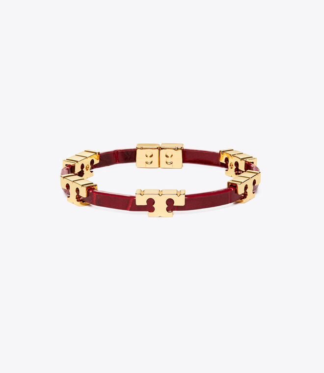 Serif-T Embossed Single-Wrap Bracelet