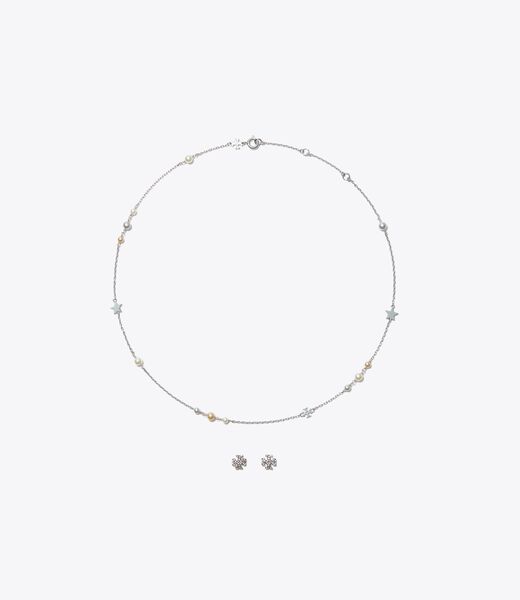 tory burch kira necklace and stud earring gift set
