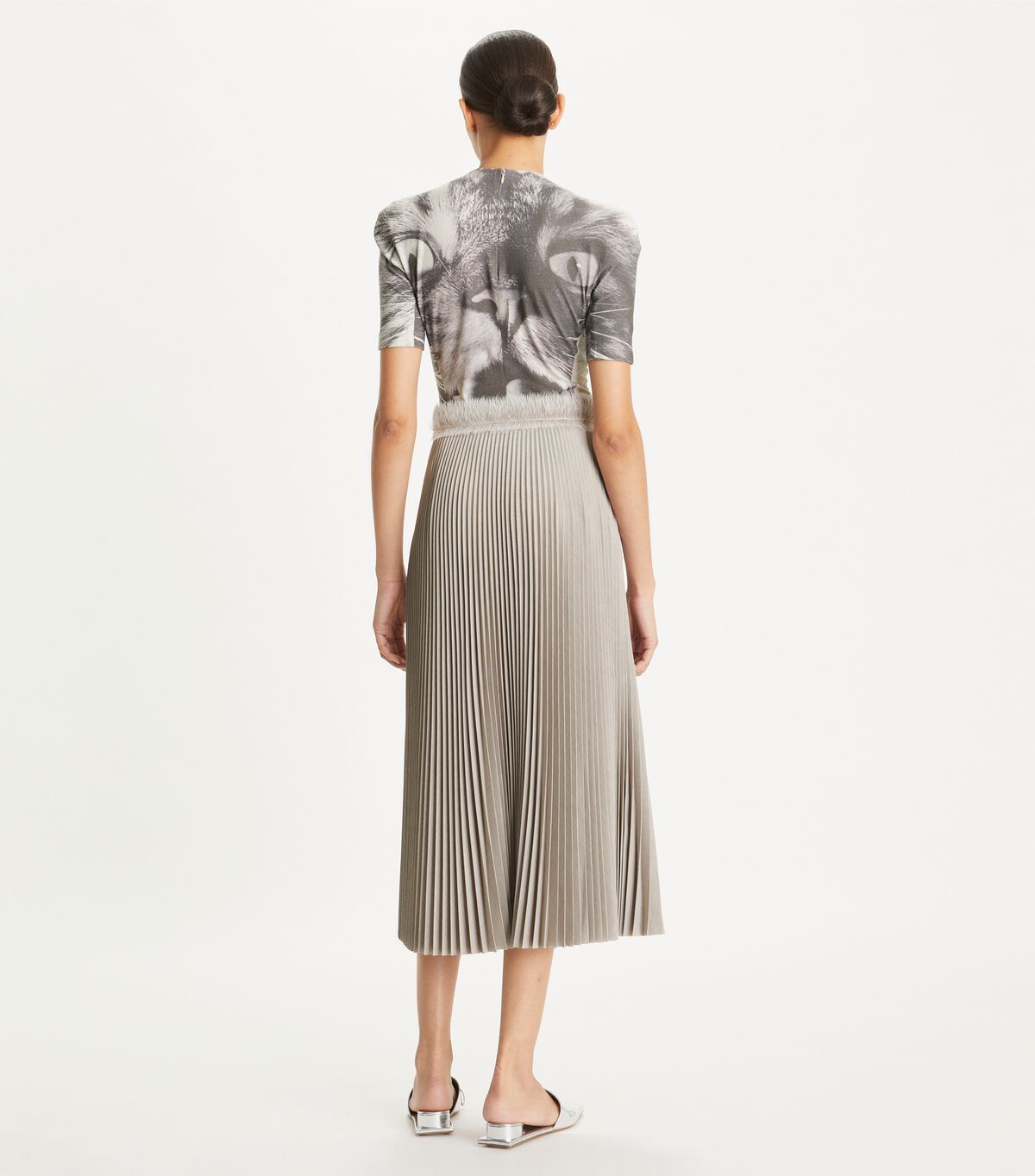 tory burch pleated melange viscose skirt