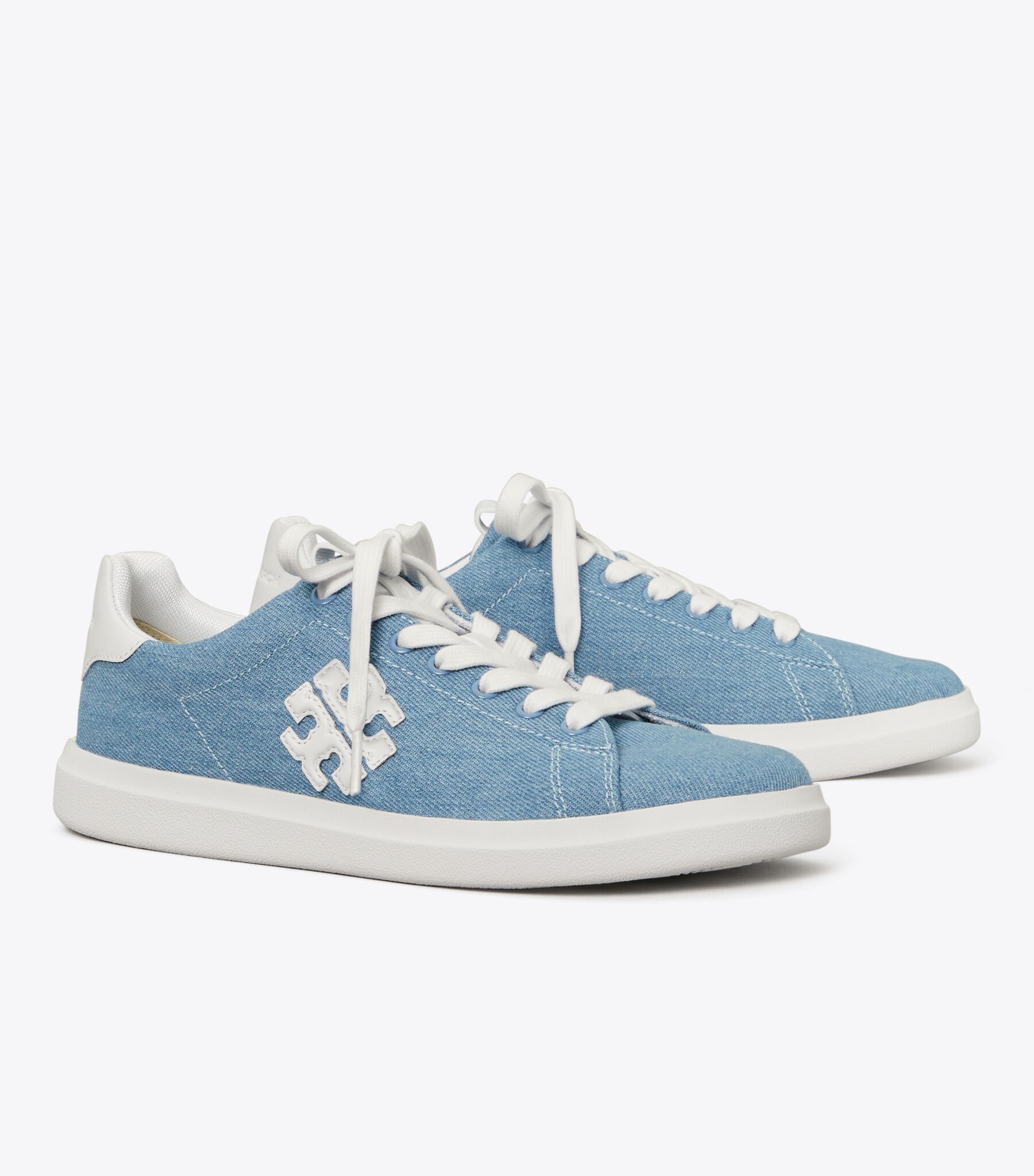 Double T Howell Court Sneaker, Denim / Titanium White | Tory Burch UAE