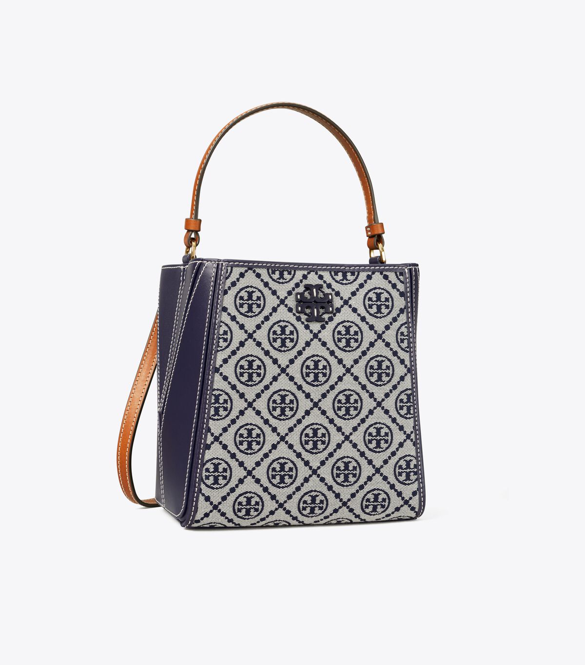 tory burch small t monogram mcgraw bucket bag