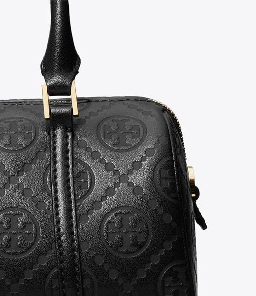 tory burch t monogram leather petite barrel bag