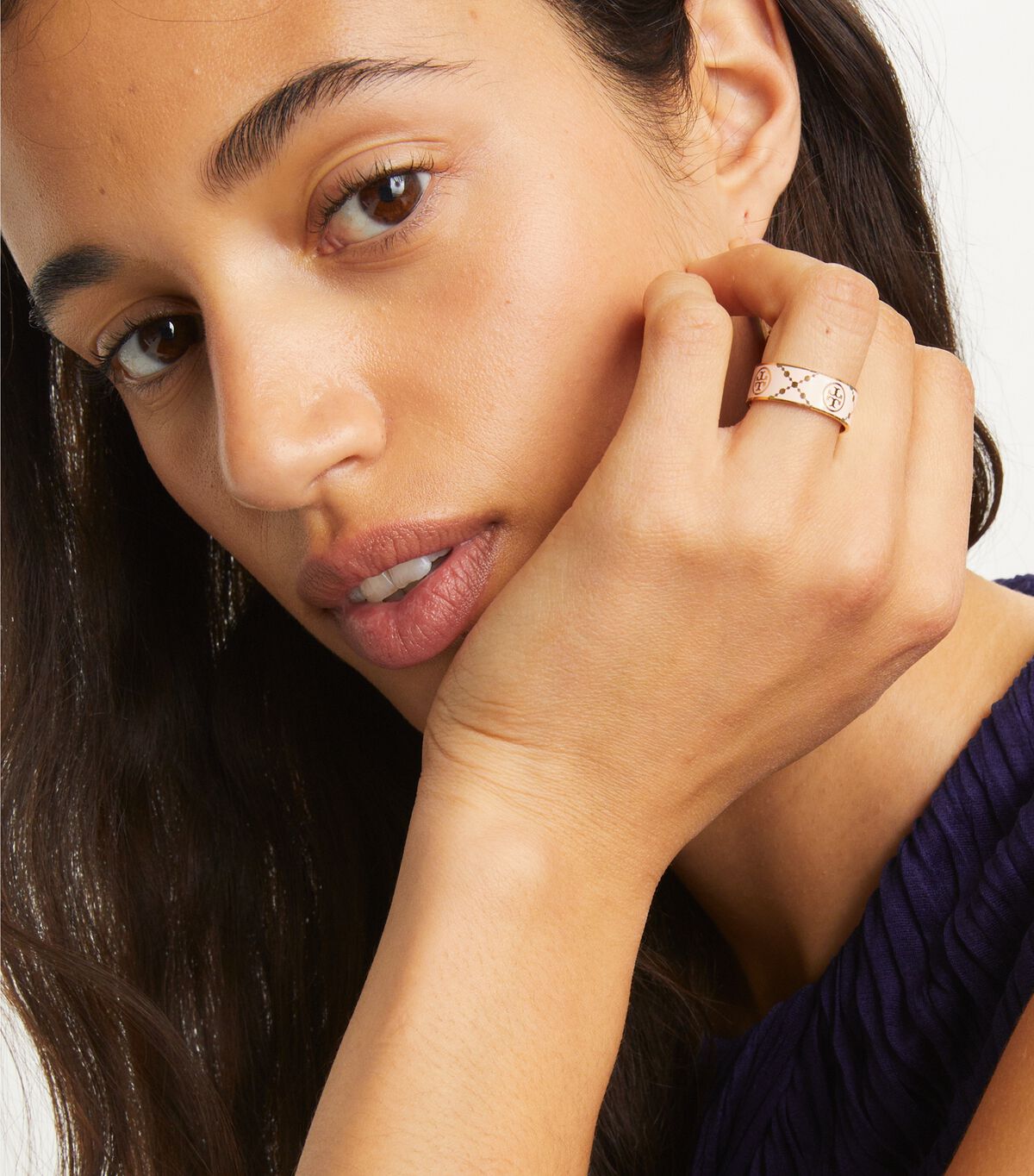 tory burch t monogram enamel ring