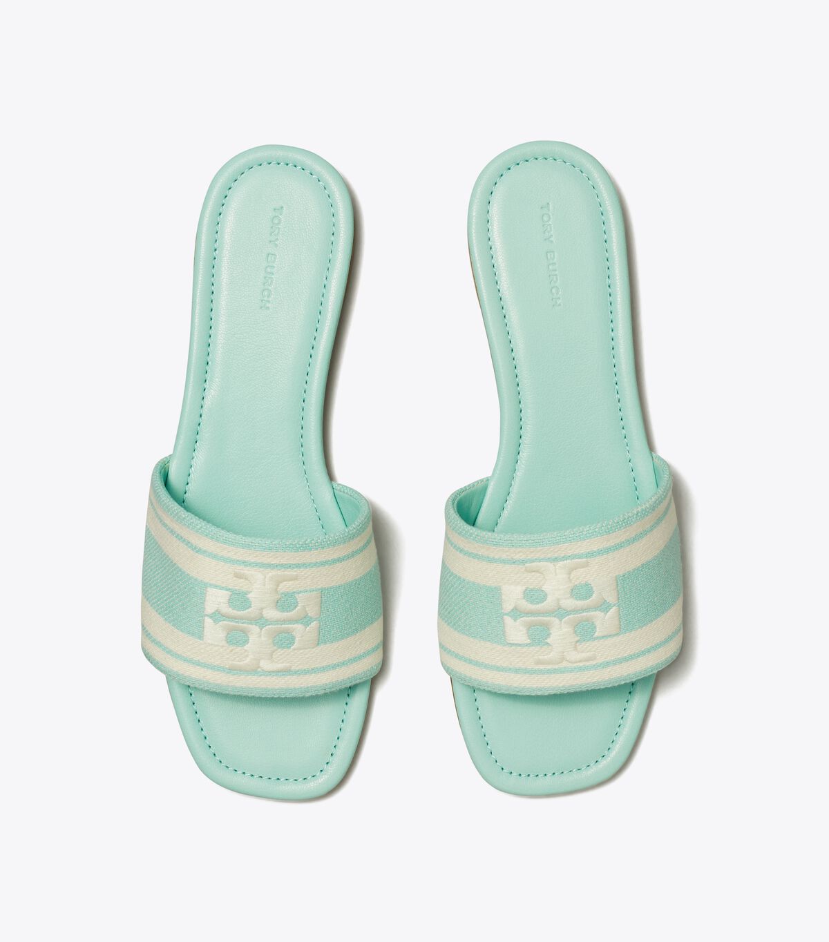 tory burch double t jacquard slide