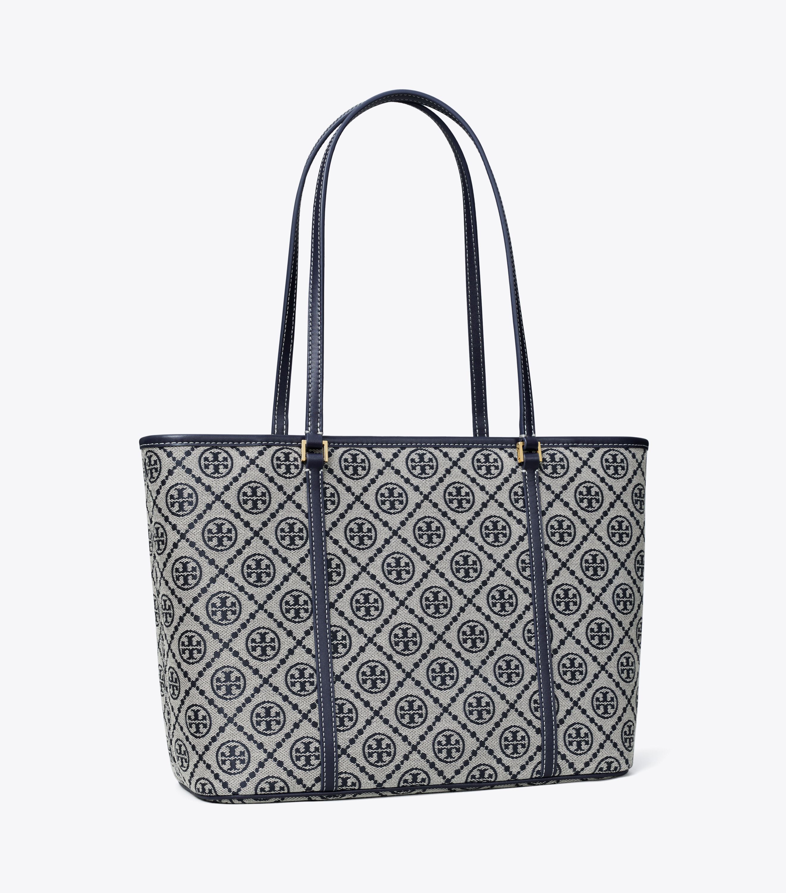 T Monogram Small Zip Tote, Tory Navy | Tory Burch UAE