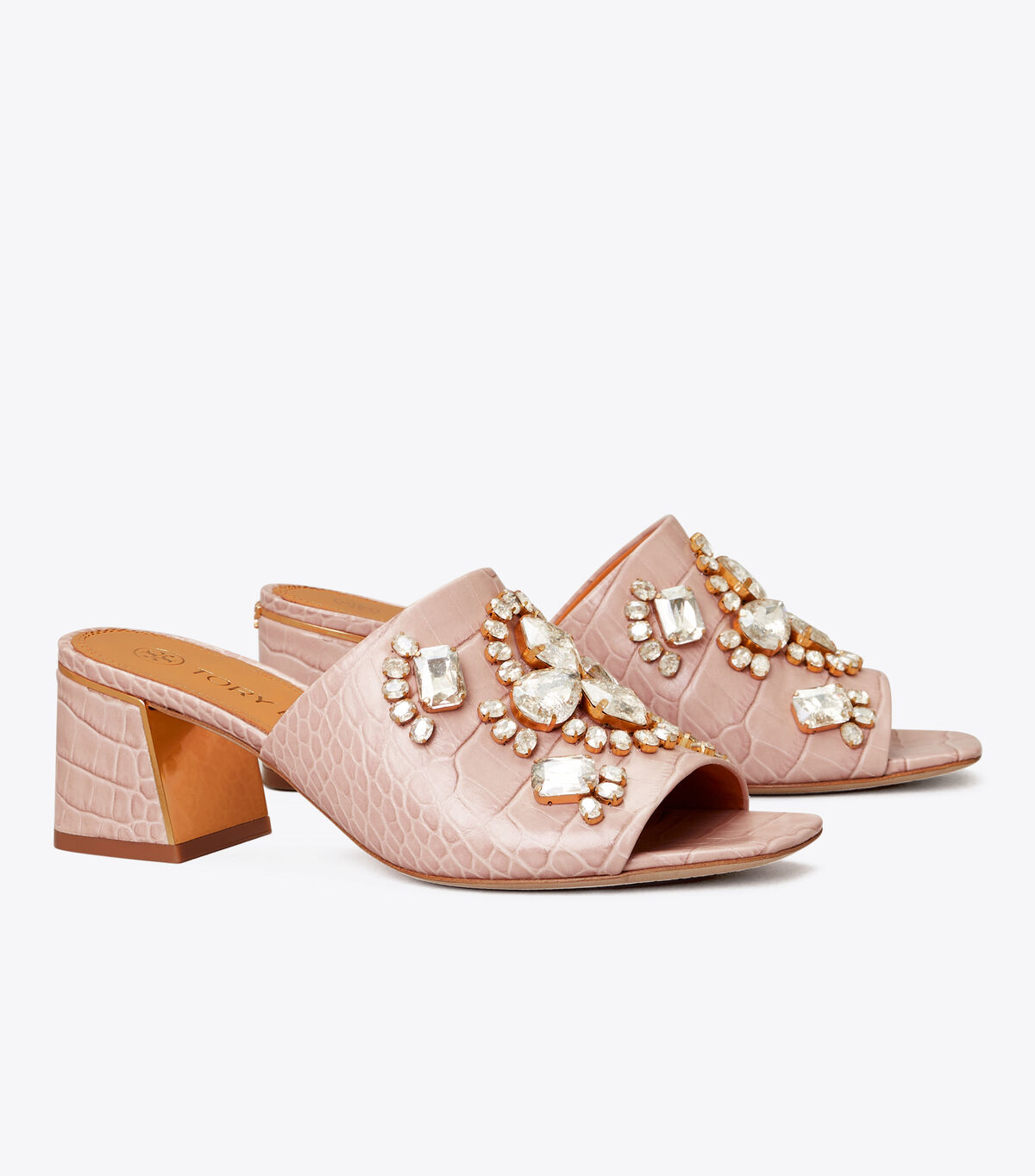 Martine Embossed Mid-Heel Slide