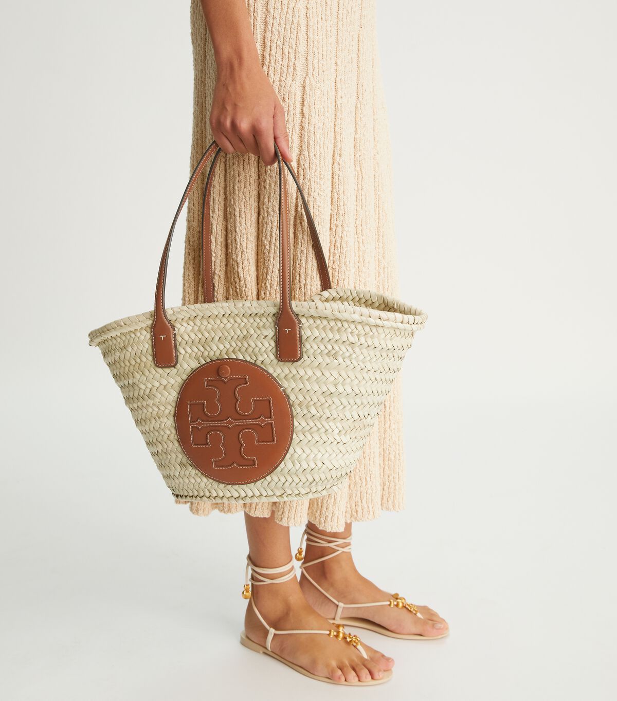 Ella Straw Basket Tote Handbags Tory Burch