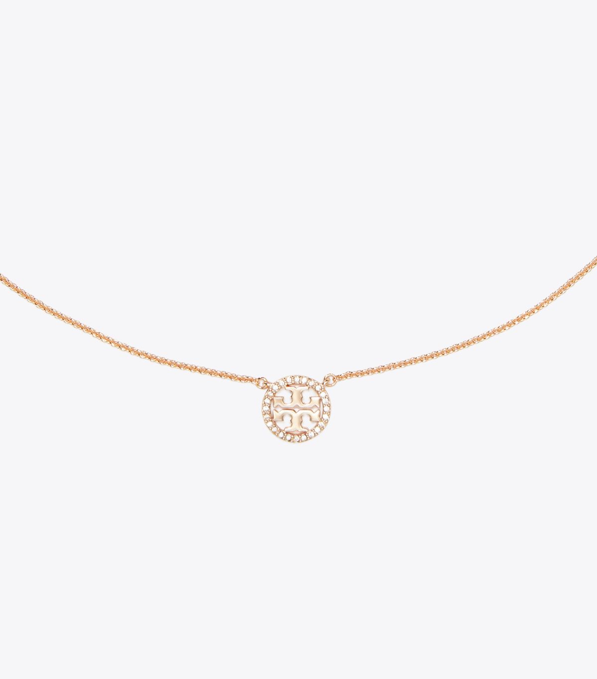 tory burch miller pave logo delicate necklace
