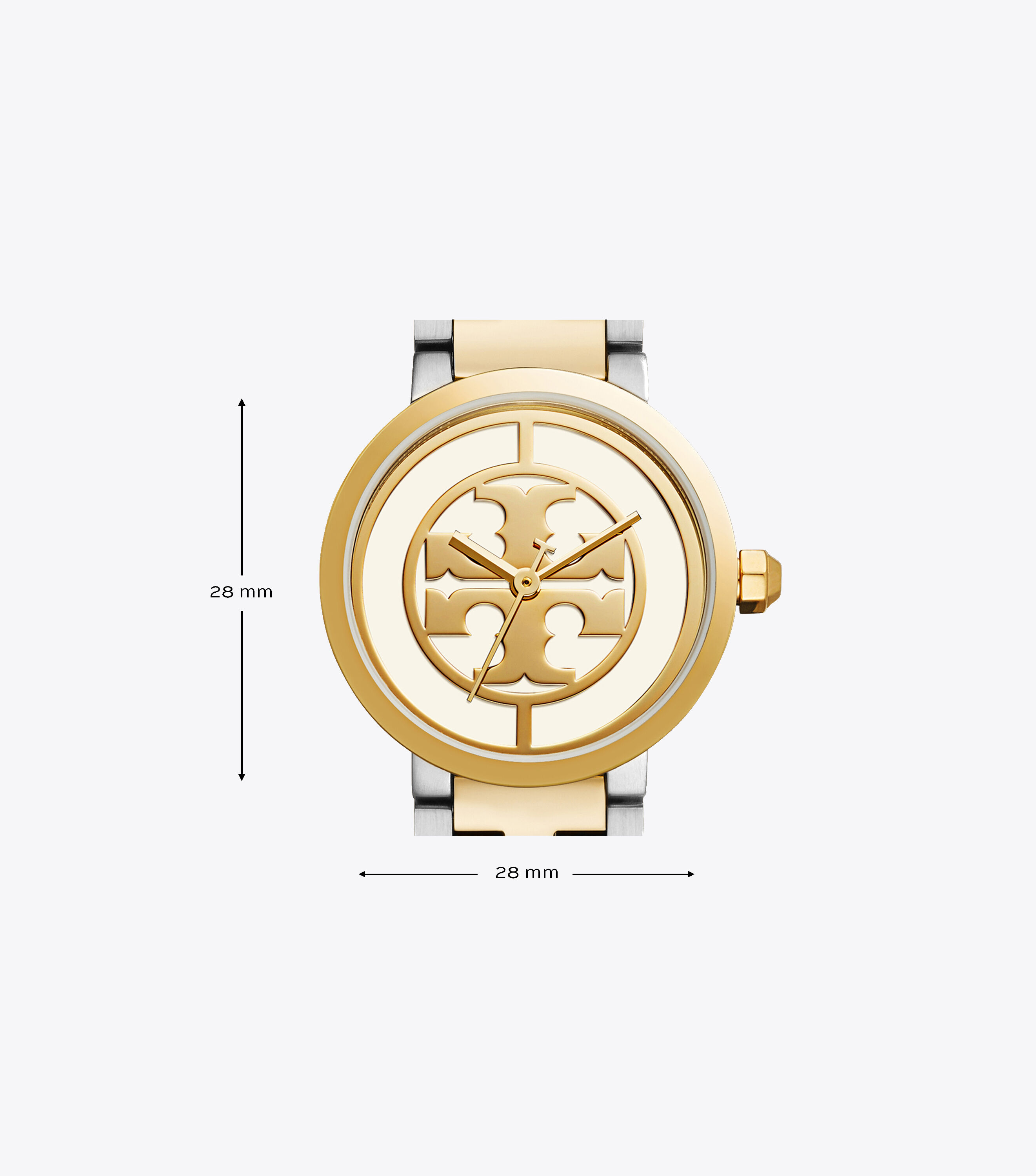 Tory Burch Reva Watch Two Tone Gold Stainless Steel Ivory 28 mm Tory Burch UAE